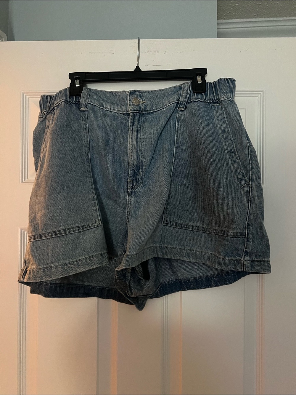 GAP Women's High-Waist Faded Blue Denim Shorts